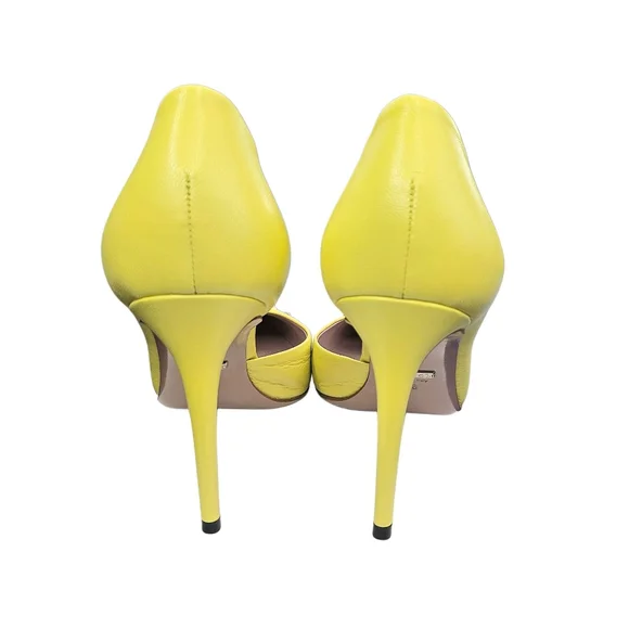GUCCI Studded Captoe D'Orsay Pumps In Soft Yellow Leather - Picture 8 of 12